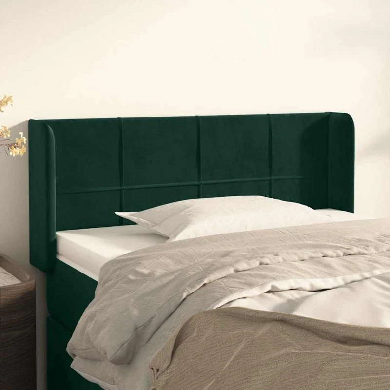 vidaXL Sengegavl med Kanter 93x16x78/88 cm, Mørkegrøn