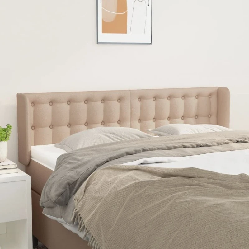 vidaXL Sengegavl med Kanter 147x16x78/88 cm, Cappuccino