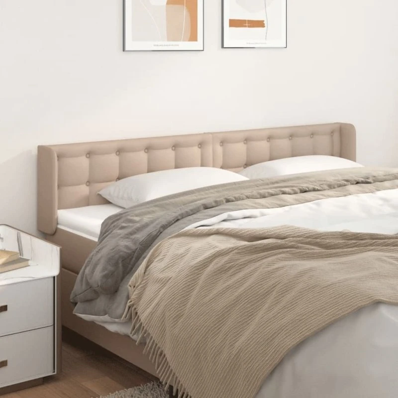 vidaXL Sengegavl med Kanter 163x16x78/88 cm Cappuccino Kunstlæder