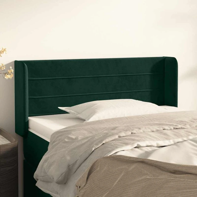 vidaXL Sengegavl med Kanter 93x16x78/88 cm, Mørkegrøn