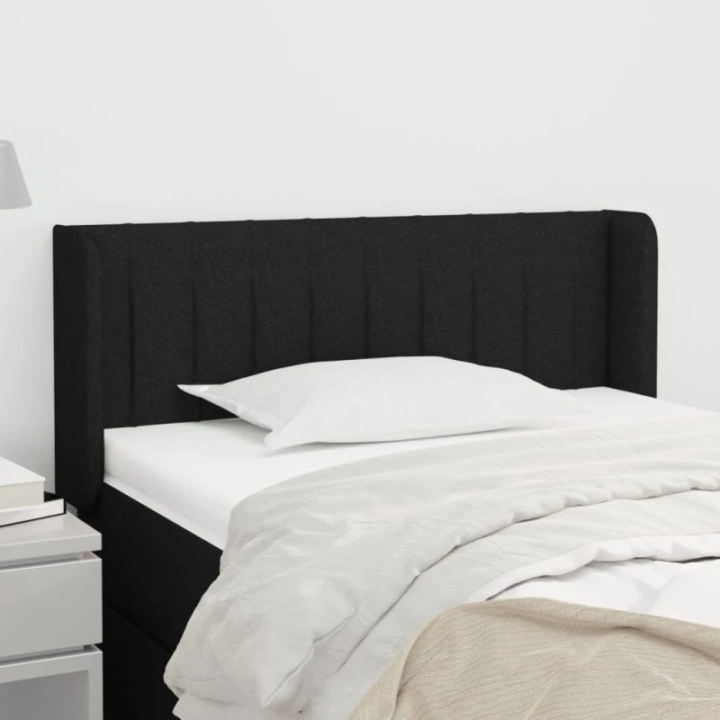 vidaXL Sengegavl med Kanter 93x16x78/88 cm Sort