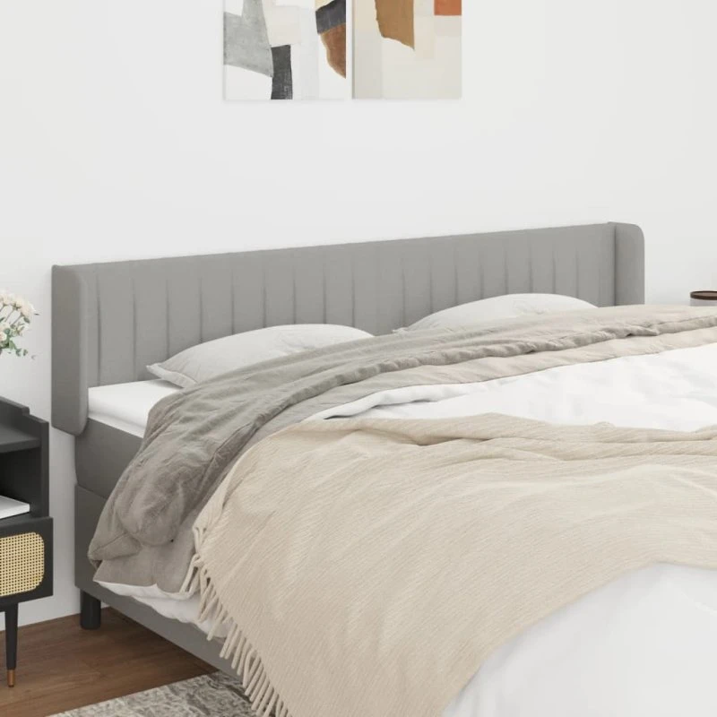 vidaXL Sengegavl med Kanter 183x16x78/88 cm Lysegrå
