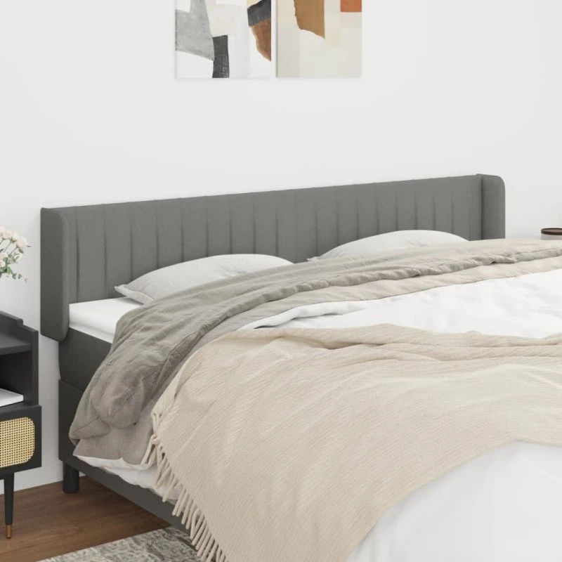 vidaXL Sengegavl med Kanter 203x16x78/88 cm Mørkegrå