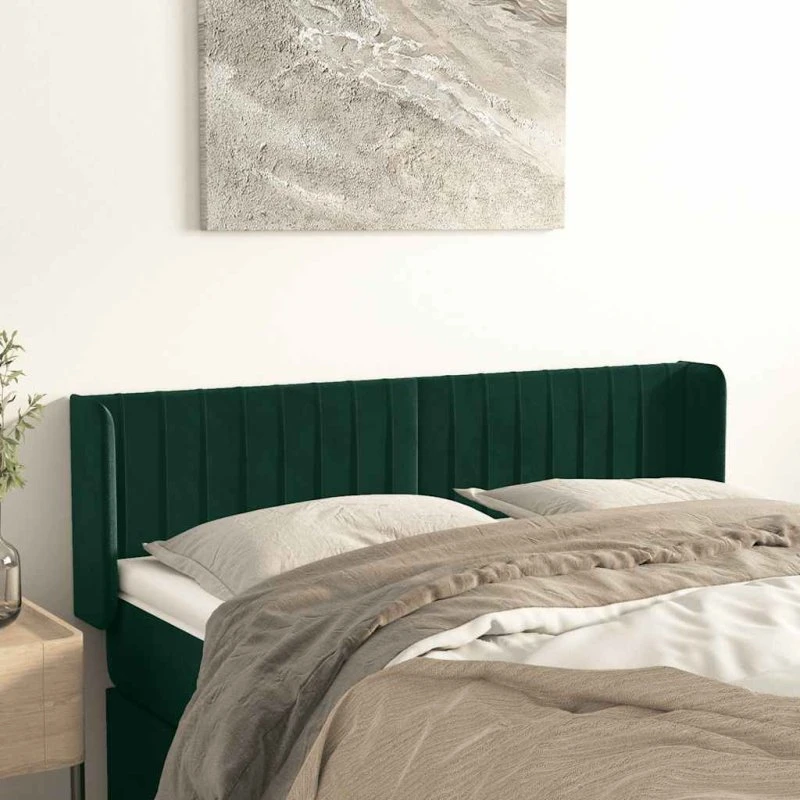 vidaXL Sengegavl med Kanter 147x16x78/88 cm Mørkegrøn