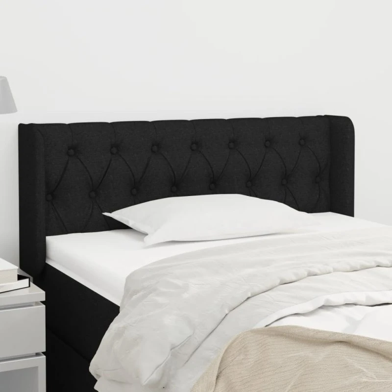 vidaXL Sengegavl med Kanter 93x16x78/88 cm Sort