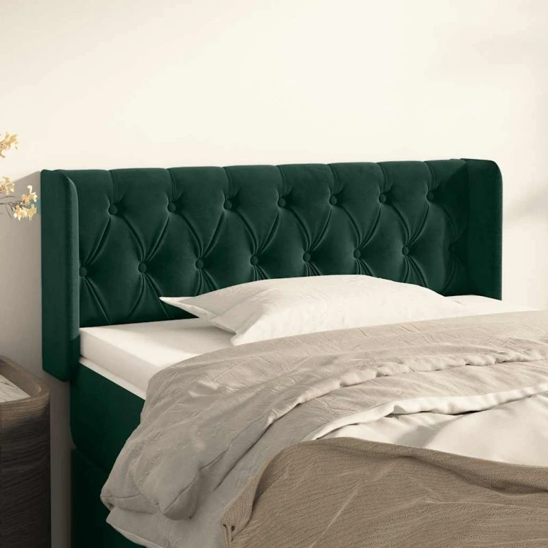 vidaXL Sengegavl med Kanter 93x16x78/88 cm, Mørkegrøn