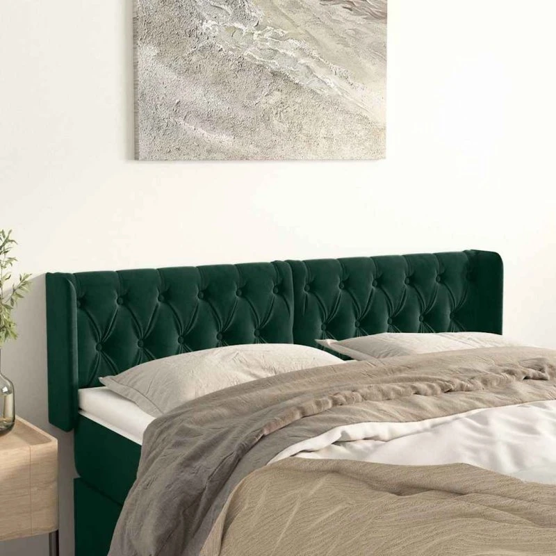 vidaXL Sengegavl med Kanter 147x16x78/88 cm, Mørkegrøn