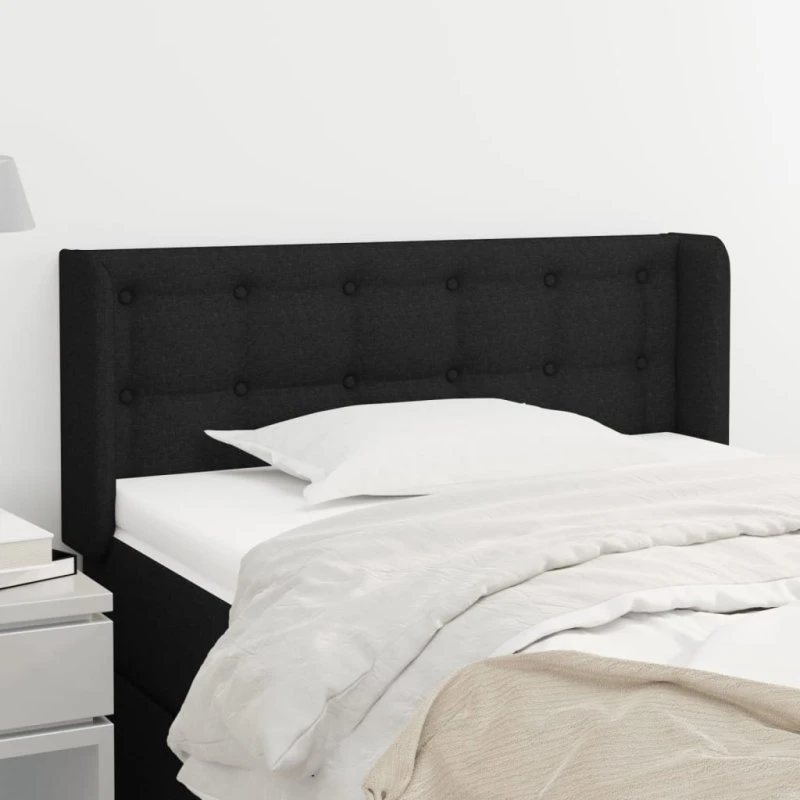 vidaXL Sengegavl med Kanter 103x16x78/88 cm, Sort