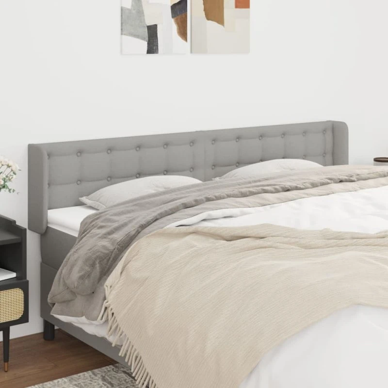 vidaXL Sengegavl med Kanter 183x16x78/88 cm Lysegrå