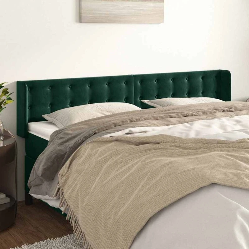 vidaXL Sengegavl med Kanter 163x16x78/88 cm, Mørkegrøn