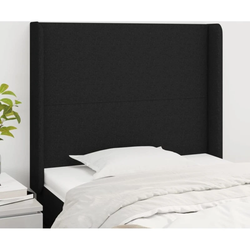 vidaXL Sengegavl med Kanter 83x16x118/128 cm, Sort