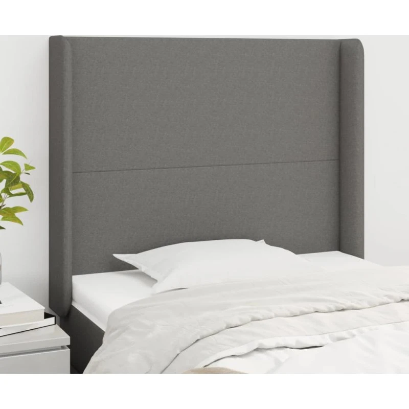 vidaXL Sengegavl med Kanter 93x16x118/128 cm Mørkegrå