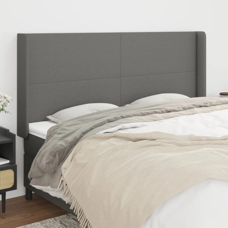 vidaXL Sengegavl med Kanter 183x16x118/128 cm Mørkegrå