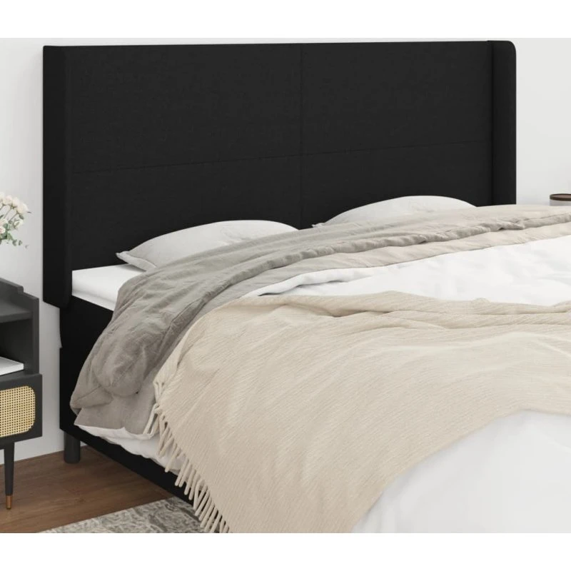 vidaXL Sengegavl med Kanter 183x16x118/128 cm, Sort