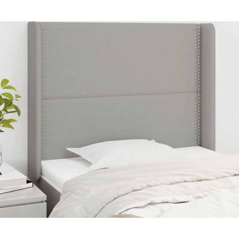 vidaXL Sengegavl med Kanter 93x16x118/128 cm Lysegrå