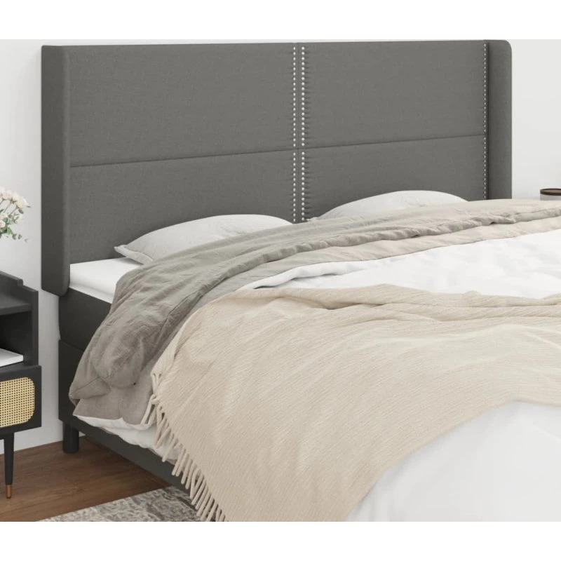 vidaXL Sengegavl med Kanter 183x16x118/128 cm Mørkegrå