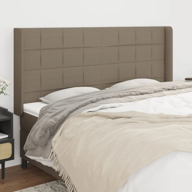 vidaXL Sengegavl med Kanter 163x16x118/128 cm Gråbrun