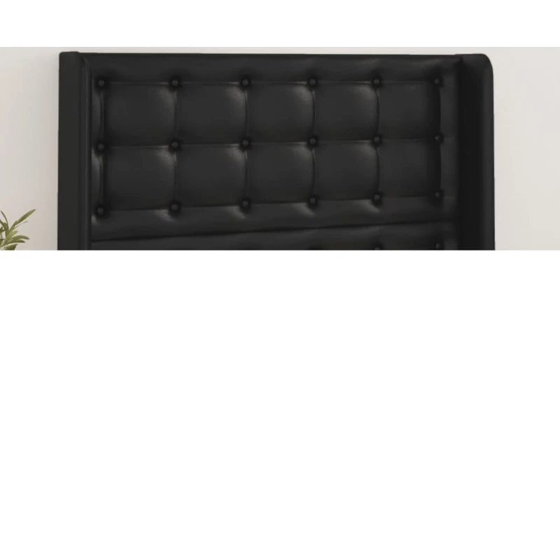 vidaXL Sengegavl med Kanter 103x16x118/128 cm Sort Kunstlæder