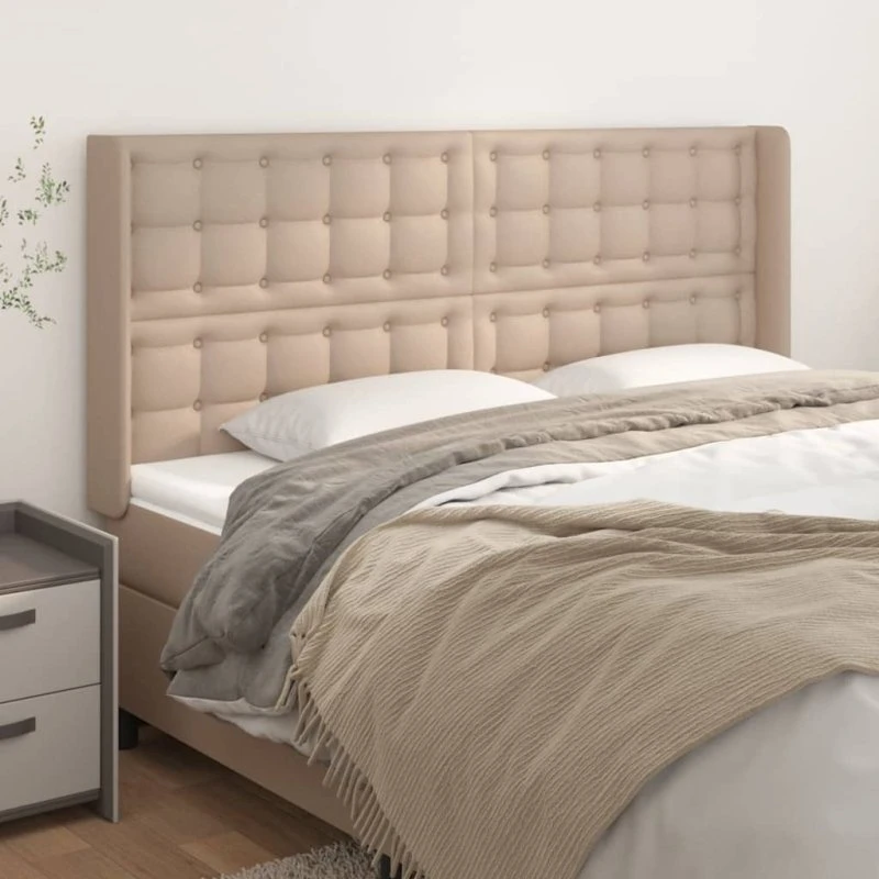 vidaXL Sengegavl med Kanter 203x16x118/128 cm Cappuccino