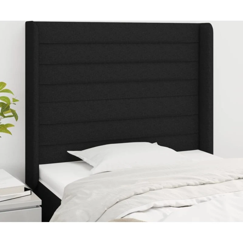 vidaXL Sengegavl med Kanter 83x16x118/128 cm, Sort