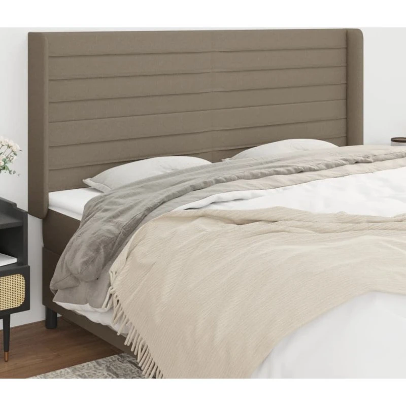 vidaXL Sengegavl med Kanter 163x16x118/128 cm Gråbrun