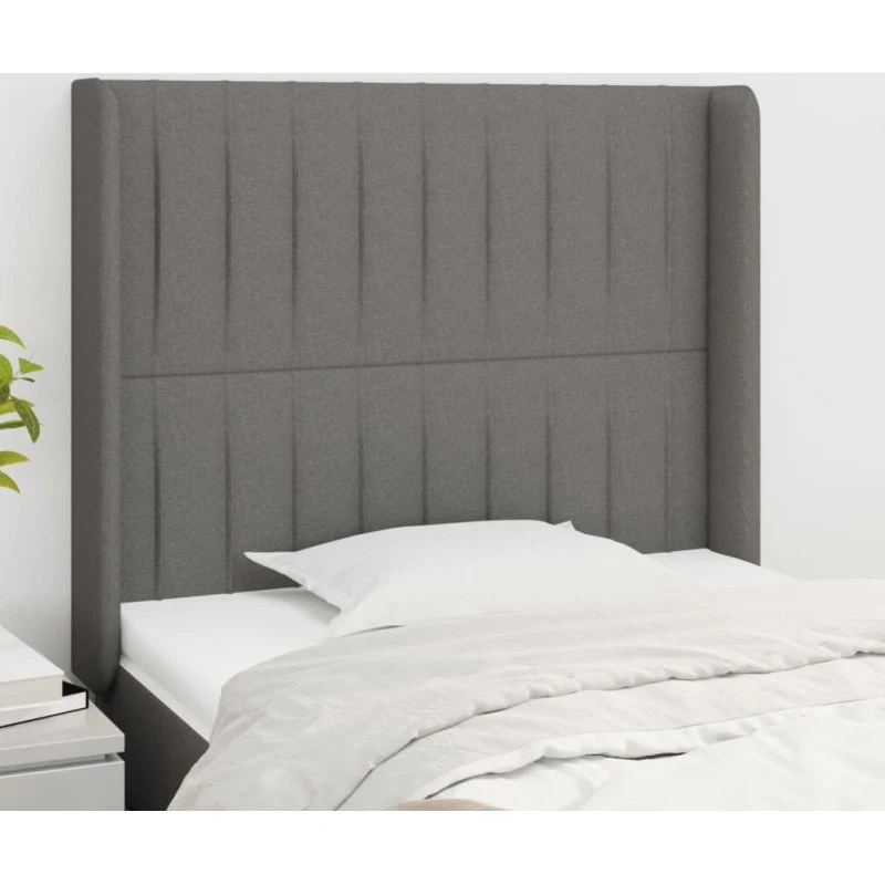 vidaXL Sengegavl med Kanter 103x16x118/128 cm, Mørkegrå