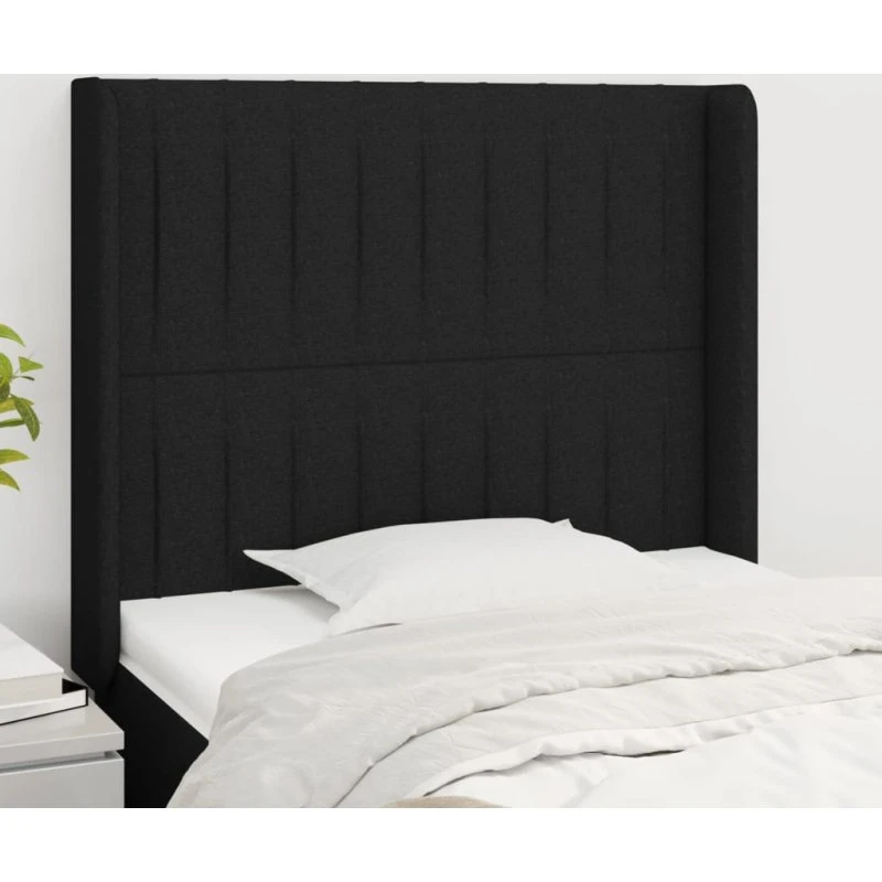 vidaXL Sengegavl med Kanter 103x16x118/128 cm, Sort