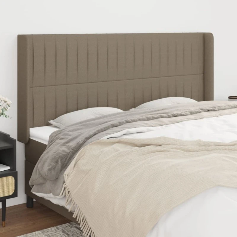 vidaXL Sengegavl med Kanter 163x16x118/128 cm Gråbrun