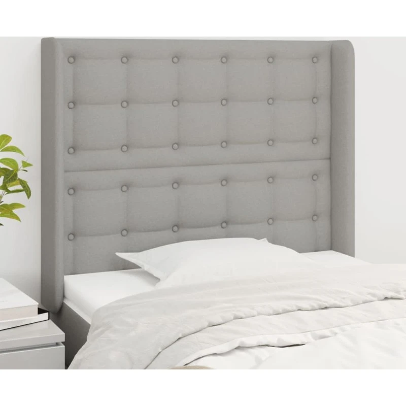 vidaXL Sengegavl med Kanter 83x16x118/128 cm Lysegrå