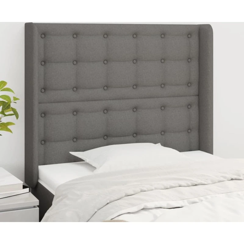 vidaXL Sengegavl med Kanter 103x16x118/128 cm Mørkegrå