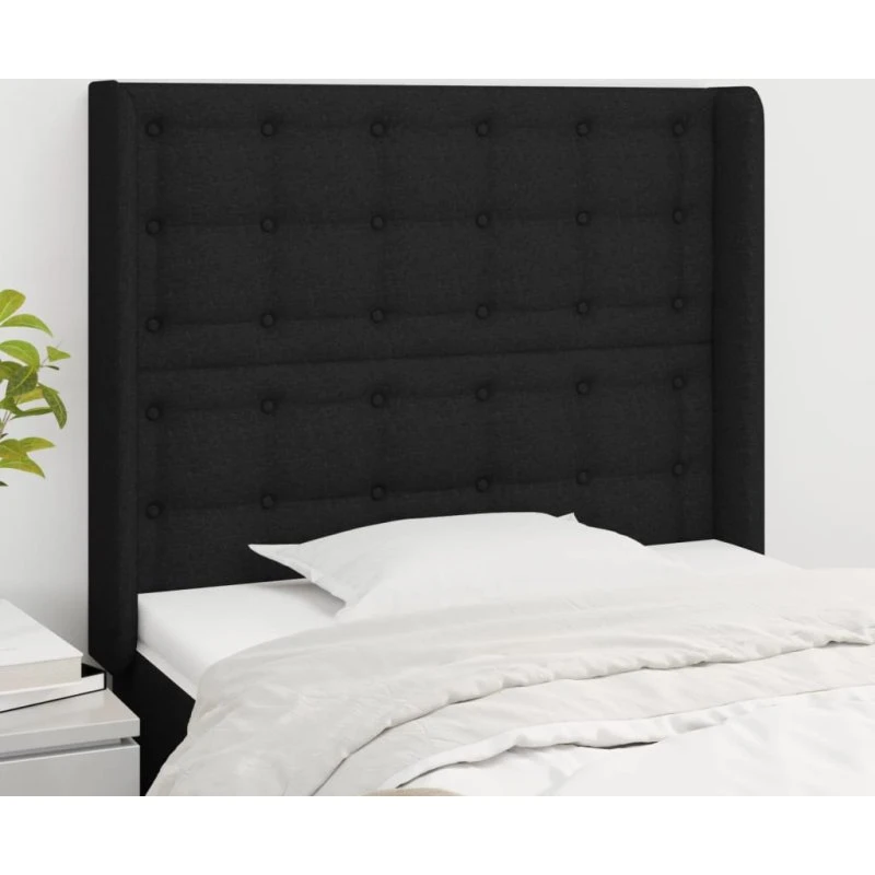 vidaXL Sengegavl med Kanter 103x16x118/128 cm, Sort