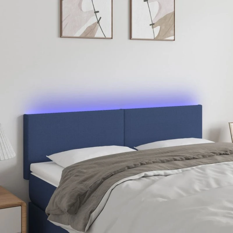 vidaXL Sengegavl med LED-lys 144x5x78/88 cm creme