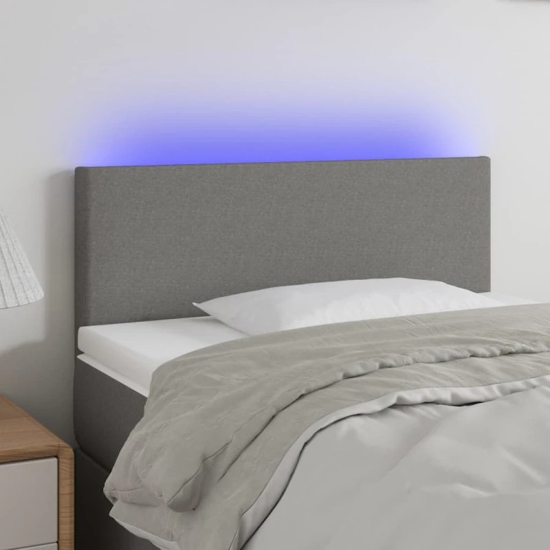 vidaXL Sengegavl med LED-lys 100x5x78/88 cm mørkegrå
