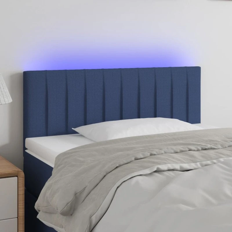 vidaXL Sengegavl med LED-lys 90x5x78/88 cm, blå