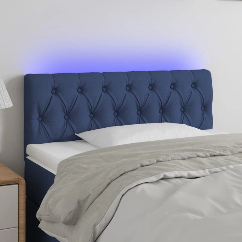 vidaXL Sengegavl med LED-lys 90x7x78/88 cm blå