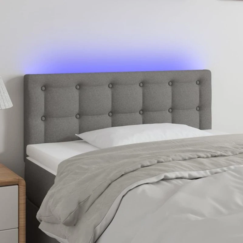 vidaXL Sengegavl med LED-lys 100x5x78/88 cm mørkegrå