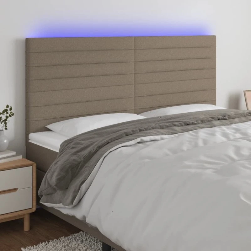 vidaXL Sengegavl med LED-lys 180x5x118/128 cm gråbrun