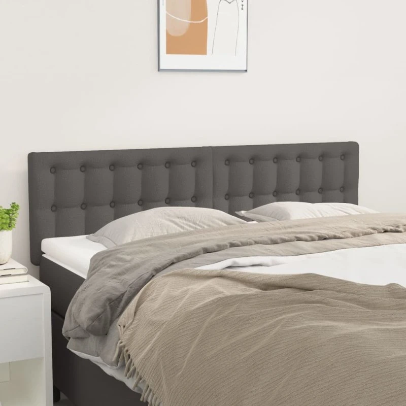 vidaXL Sengegavle 144x5x78/88 cm Grå Kunstlæder