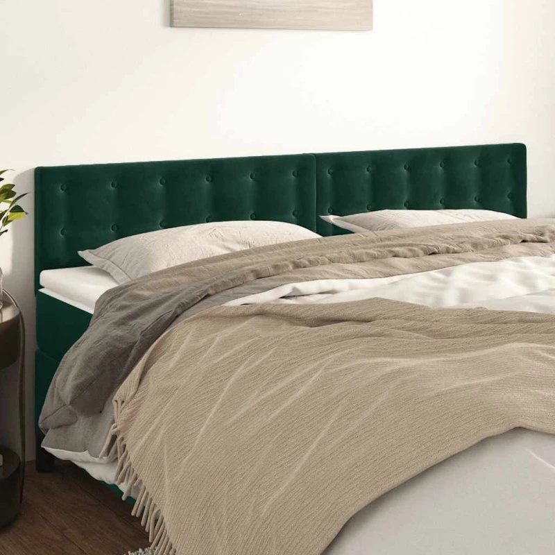 vidaXL Sengegavle 180x5x78/88 cm Fløjl Mørkegrøn
