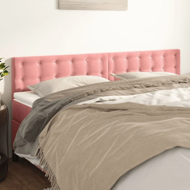vidaXL Sengegavle 180x5x78/88 cm Fløjl Lyserød