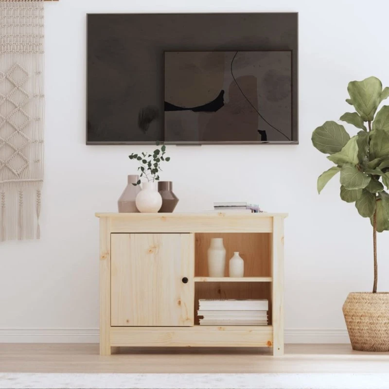 vidaXL tv-bord 70x36,5x52 cm massivt fyrretræ natur