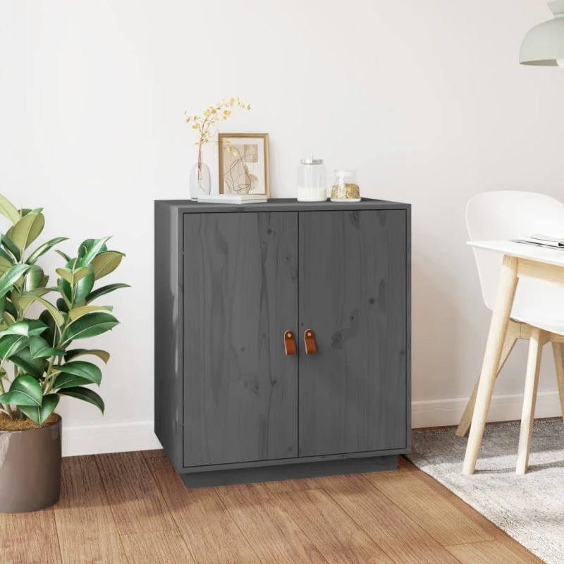vidaXL Skænk 65,5x40x75 cm massivt fyrretræ grå