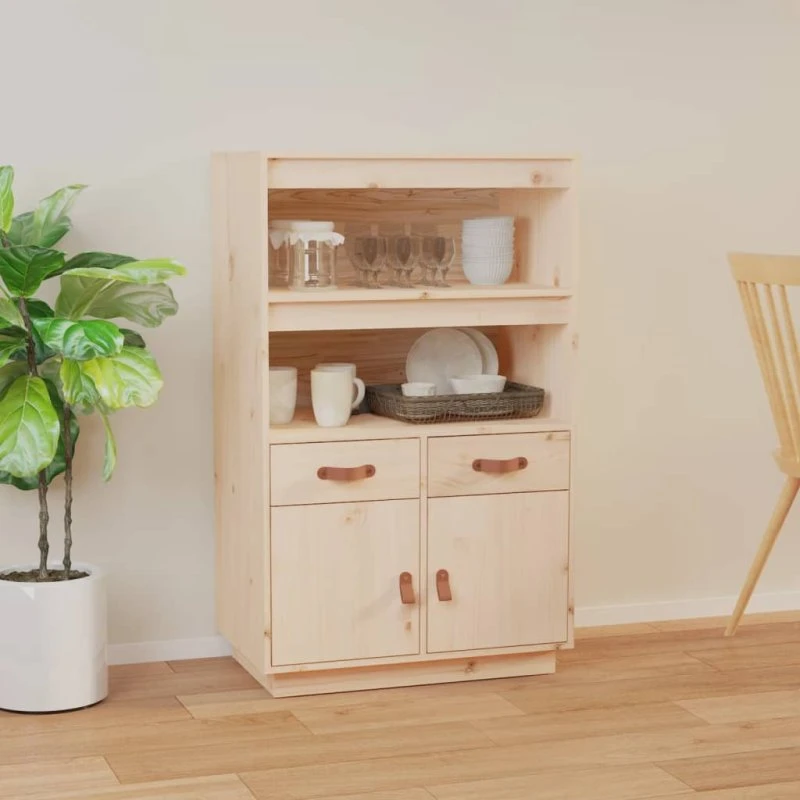 vidaXL Højskab 67x40x108,5 cm i massivt fyrretræ, naturfarvet