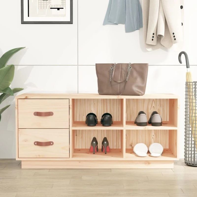 Skobænk 100x34x45 cm i massivt fyrretræ – Naturfarvet
