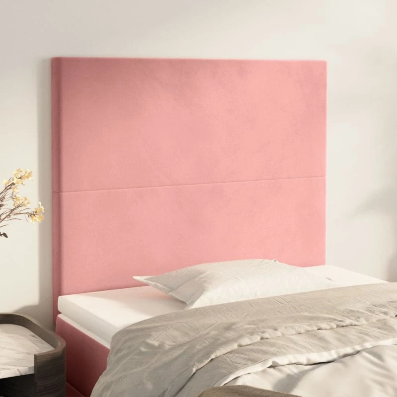 vidaXL Sengegavl Lyserød 90x5x118/128 cm Fløjl