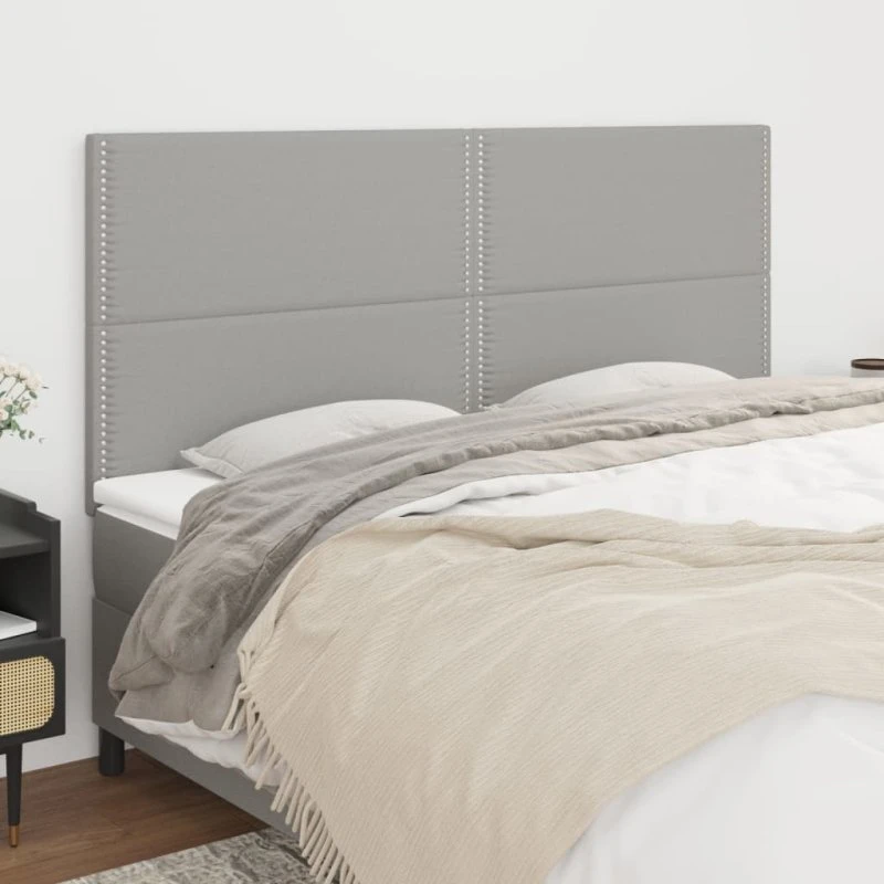 vidaXL Sengegavl Lysegrå 180x5x118/128 cm Stof