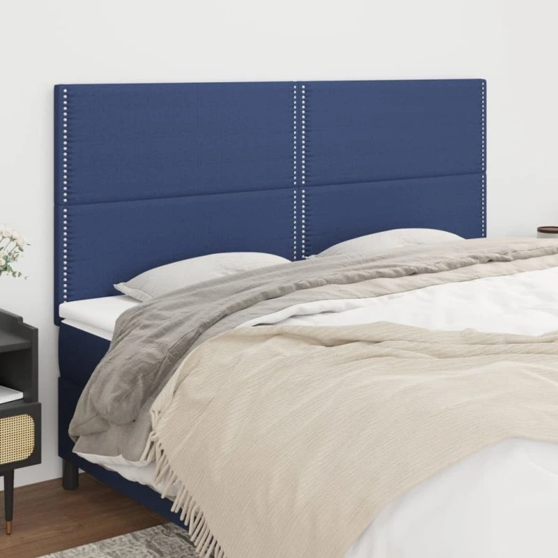 vidaXL Sengegavl Blå 180x5x118/128 cm Stof