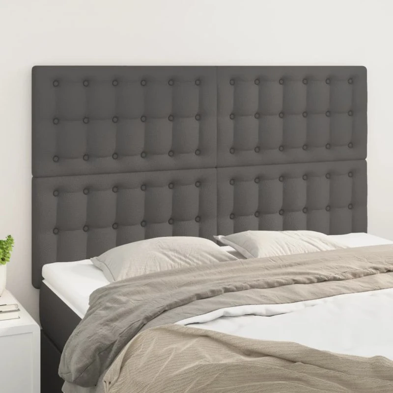 vidaXL sengegavl grå 144x5x118/128 cm kunstlæder