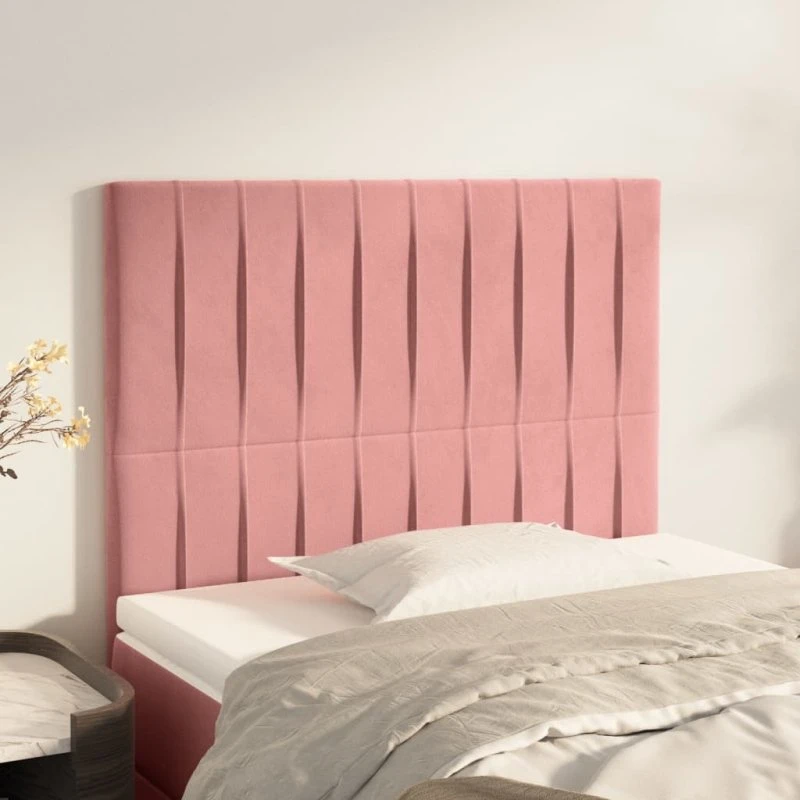 vidaXL sengegavl lyserød 90x5x118/128 cm fløjl