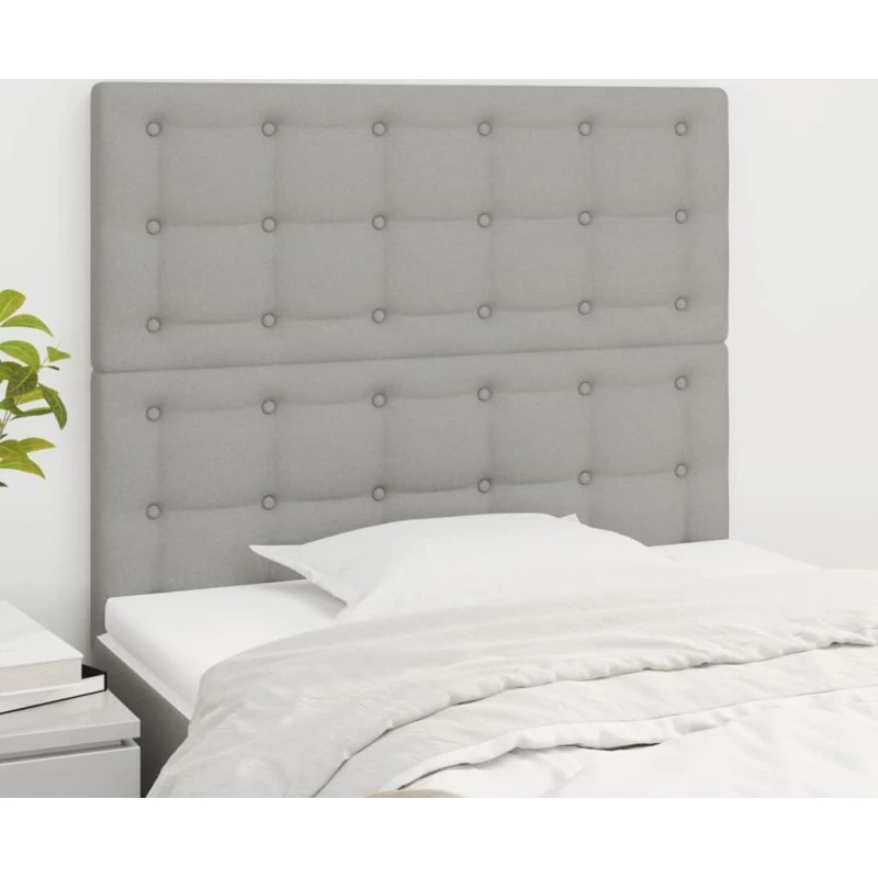 vidaXL Sengegavl 90x5x118/128 cm Lysegrå Stof